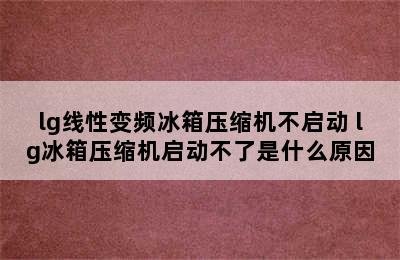 lg线性变频冰箱压缩机不启动 lg冰箱压缩机启动不了是什么原因